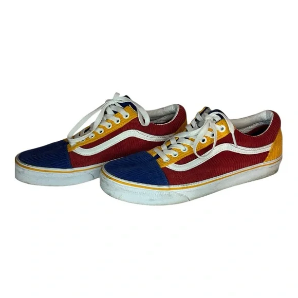 Vans Off the Wall Unisex ColorBlock Canvas Primary Corduroy LaceUp Sneakers - Picture 2 of 11